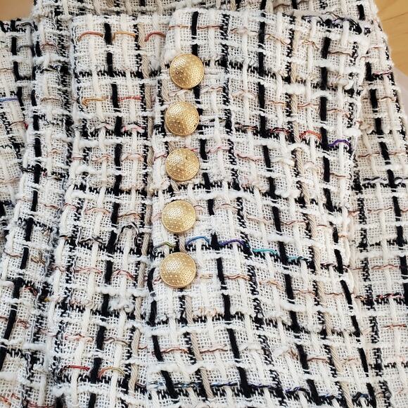 L'Agence Kenzie Blazer Tweed Double Breasted Gold Buttons Ivory Multi Size 8 - Picture 6 of 10
